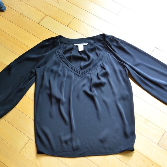 Diane Von Furstenberg Cahil Silk Black Top Blouse Size 8 - Picture 1 of 9